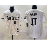Men's Houston Astros #0 Orbit White Gothic 'Houston Born Barrio Raised' Limited Stitched Baseball Jersey