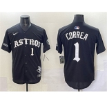 Men's Houston Astros #1 Carlos Correa Black Gothic 'Houston Born Barrio Raised' Limited Stitched Baseball Jersey