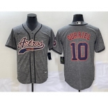 Men's Houston Astros #10 Yuli Gurriel Grey Gridiron Cool Base Stitched Baseball Jersey1