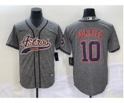 Men's Houston Astros #10 Yuli Gurriel Grey Gridiron Cool Base Stitched Baseball Jersey1