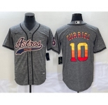 Men's Houston Astros #10 Yuli Gurriel Grey Gridiron Cool Base Stitched Baseball Jersey