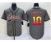 Men's Houston Astros #10 Yuli Gurriel Grey Gridiron Cool Base Stitched Baseball Jersey
