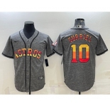 Men's Houston Astros #10 Yuli Gurriel Grey With Patch Cool Base Stitched Baseball Jersey