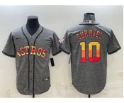 Men's Houston Astros #10 Yuli Gurriel Grey With Patch Cool Base Stitched Baseball Jersey