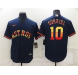 Men's Houston Astros #10 Yuli Gurriel Navy Blue Rainbow Stitched MLB Cool Base Nike Jersey