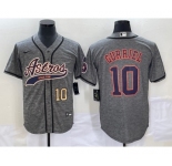 Men's Houston Astros #10 Yuli Gurriel Number Grey Gridiron Cool Base Stitched Baseball Jersey1