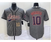 Men's Houston Astros #10 Yuli Gurriel Number Grey Gridiron Cool Base Stitched Baseball Jersey1