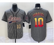 Men's Houston Astros #10 Yuli Gurriel Number Grey Gridiron Cool Base Stitched Baseball Jersey