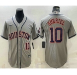 Men's Houston Astros #10 Yuli Gurriel Number Grey With Patch Stitched MLB Cool Base Nike Jersey