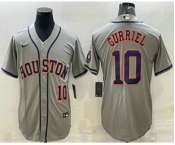 Men's Houston Astros #10 Yuli Gurriel Number Grey With Patch Stitched MLB Cool Base Nike Jersey