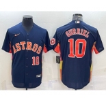 Men's Houston Astros #10 Yuli Gurriel Number Navy Blue With Patch Stitched MLB Cool Base Nike Jersey