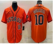 Men's Houston Astros #10 Yuli Gurriel Number Orange With Patch Stitched MLB Cool Base Nike Jersey