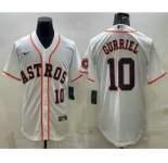 Men's Houston Astros #10 Yuli Gurriel Number White With Patch Stitched MLB Cool Base Nike Jersey