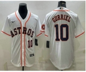 Men's Houston Astros #10 Yuli Gurriel Number White With Patch Stitched MLB Cool Base Nike Jersey