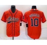 Men's Houston Astros #10 Yuli Gurriel Orange With Patch Cool Base Stitched Baseball Jersey