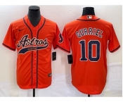 Men's Houston Astros #10 Yuli Gurriel Orange With Patch Cool Base Stitched Baseball Jersey