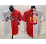 Men's Houston Astros #10 Yuli Gurriel White Orange Split Stitched Baseball Jersey