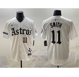 Men's Houston Astros #11 Cam Smith White Gothic 'Houston Born Barrio Raised' Limited Stitched Baseball Jersey