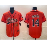 Men's Houston Astros #14 Mauricio Dubon Number Orange With Patch Cool Base Stitched Baseball Jersey