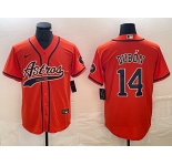 Men's Houston Astros #14 Mauricio Dubon Orange With Patch Cool Base Stitched Baseball Jersey