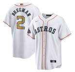 Men's Houston Astros #2 Alex Bregman 2023 White Gold World Serise Champions Patch Cool Base Stitched Jersey