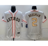 Men's Houston Astros #2 Alex Bregman 2023 White Gold World Serise Champions Patch Flex Base Stitched Jersey