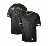 Men's Houston Astros #2 Alex Bregman Authentic Black Gold Fashion Baseball Jersey