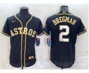 Men's Houston Astros #2 Alex Bregman Black Gold Flex Base Stitched Jersey