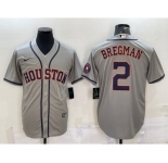 Men's Houston Astros #2 Alex Bregman Grey With Patch Stitched MLB Cool Base Nike Jersey