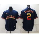 Men's Houston Astros #2 Alex Bregman Navy Blue Rainbow Stitched MLB Cool Base Nike Jersey