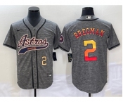 Men's Houston Astros #2 Alex Bregman Number Grey Gridiron Cool Base Stitched Baseball Jersey