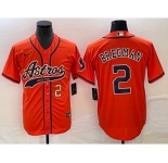 Men's Houston Astros #2 Alex Bregman Number Orange With Patch Cool Base Stitched Baseball Jersey