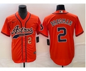 Men's Houston Astros #2 Alex Bregman Number Orange With Patch Cool Base Stitched Baseball Jersey
