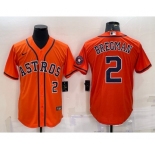 Men's Houston Astros #2 Alex Bregman Number Orange With Patch Stitched MLB Cool Base Nike Jersey