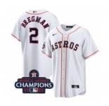 Men's Houston Astros #2 Alex Bregman White 2022 World Series Champions Home Stitched Baseball Jersey