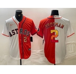 Men's Houston Astros #2 Alex Bregman White Orange Split Stitched Baseball Jerseys