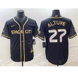 Men's Houston Astros #27 Jose Altuve Black City Connect Cool Base Stitched Baseball Jersey