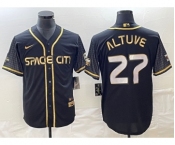Men's Houston Astros #27 Jose Altuve Black City Connect Cool Base Stitched Baseball Jersey