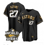 Men's Houston Astros #27 Jose Altuve  Black Gold 2022 World Series Stitched Baseball Jersey