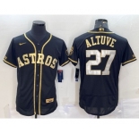Men's Houston Astros #27 Jose Altuve Black Gold Flex Base Stitched Jersey