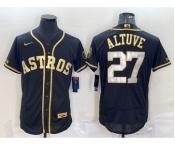 Men's Houston Astros #27 Jose Altuve Black Gold Flex Base Stitched Jersey