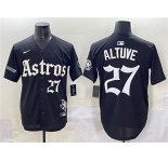 Men's Houston Astros #27 Jose Altuve Black Gothic 'Houston Born Barrio Raised' Limited Stitched Baseball Jersey