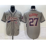 Men's Houston Astros #27 Jose Altuve Gray With Patch Cool Base Stitched Baseball Jersey
