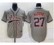 Men's Houston Astros #27 Jose Altuve Gray With Patch Cool Base Stitched Baseball Jersey