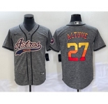 Men's Houston Astros #27 Jose Altuve Grey Gridiron Cool Base Stitched Baseball Jersey
