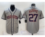 Men's Houston Astros #27 Jose Altuve Grey With Patch Stitched MLB Cool Base Nike Jersey