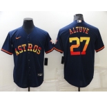 Men's Houston Astros #27 Jose Altuve Navy Blue Rainbow Stitched MLB Cool Base Nike Jersey