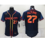 Men's Houston Astros #27 Jose Altuve Number 2022 Navy Blue City Connect Flex Base Stitched Baseball Jersey
