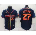 Men's Houston Astros #27 Jose Altuve Number 2022 Navy Blue City Connect Game Stitched Jersey
