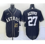 Men's Houston Astros #27 Jose Altuve Number Black Cool Base Stitched Baseball Jersey